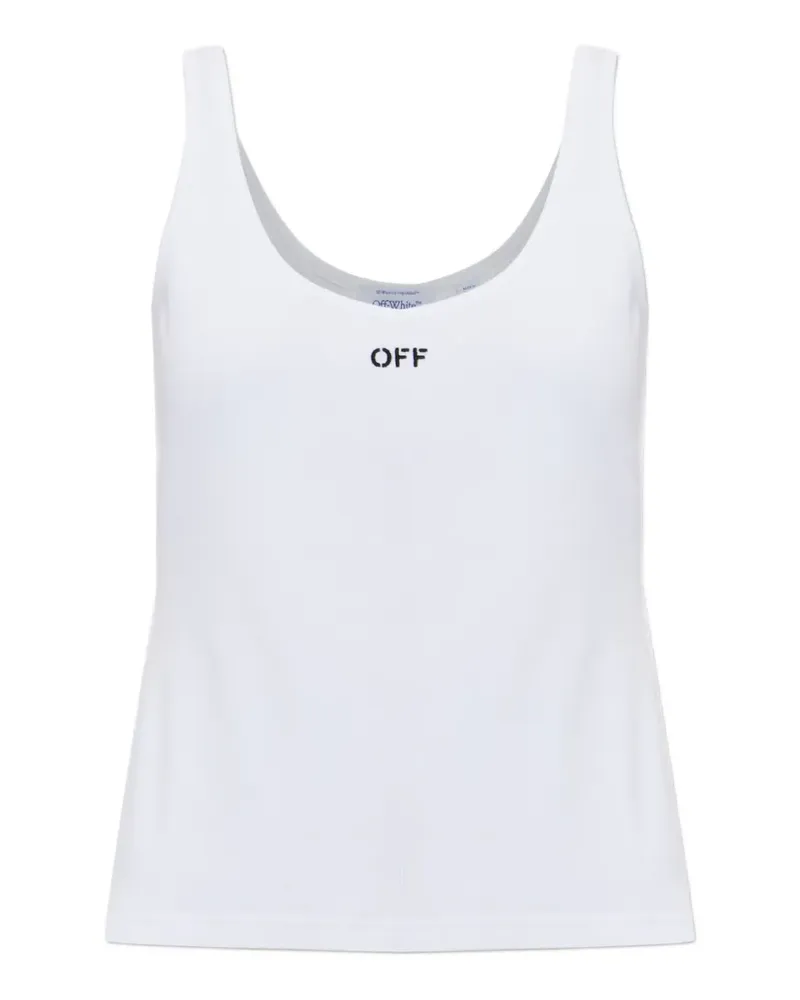OFF-WHITE Geripptes Oberteil mit Logo-Stickerei - Weiß Weiß