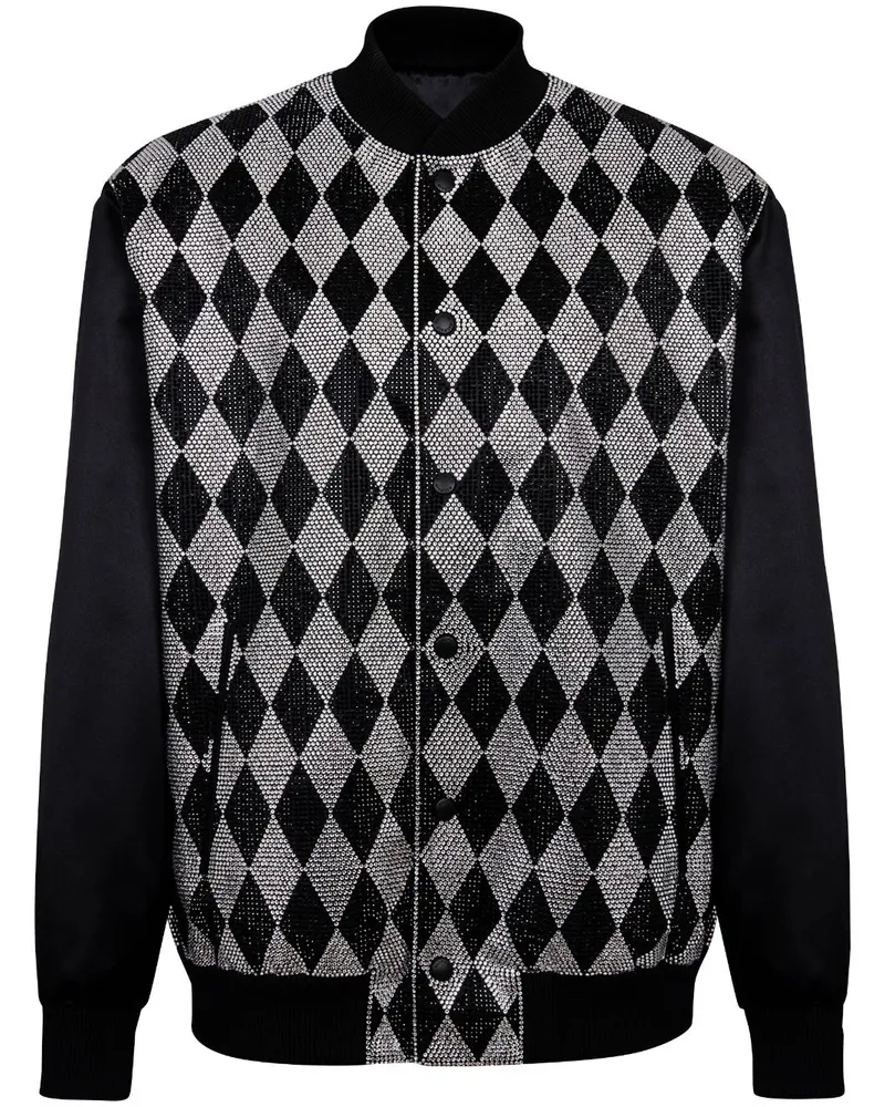 Balmain Bomberjacke mit Strass Schwarz