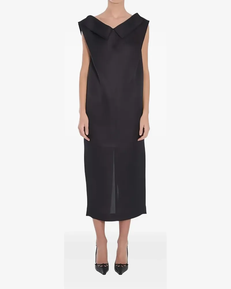 KHAITE collar-detail midi dress - Schwarz Schwarz