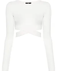 Elisabetta Franchi Cropped-Pullover mit Logo-Stickerei Weiß