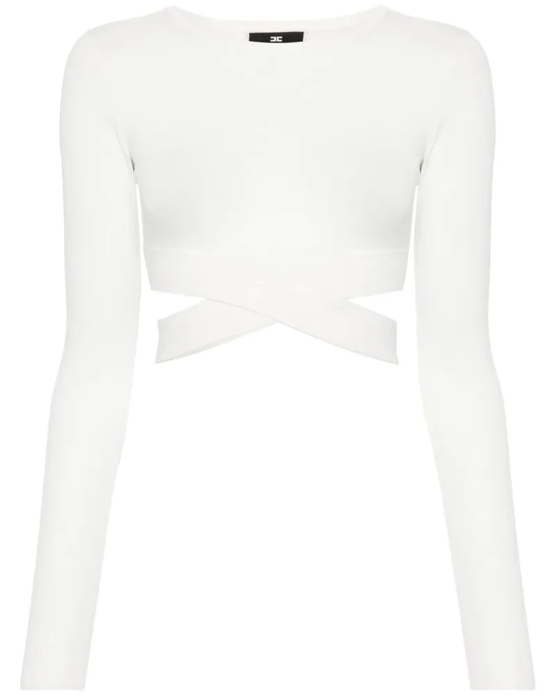 Elisabetta Franchi Cropped-Pullover mit Logo-Stickerei Weiß