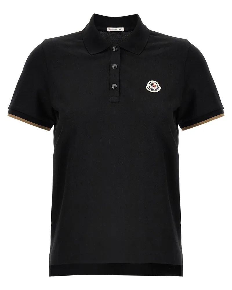 Moncler Poloshirt mit Logo-Patch - Schwarz Schwarz
