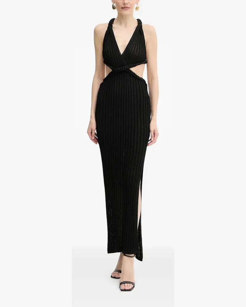 Guess Cut-Out-Maxikleid mit Flechtdetail - Schwarz Schwarz
