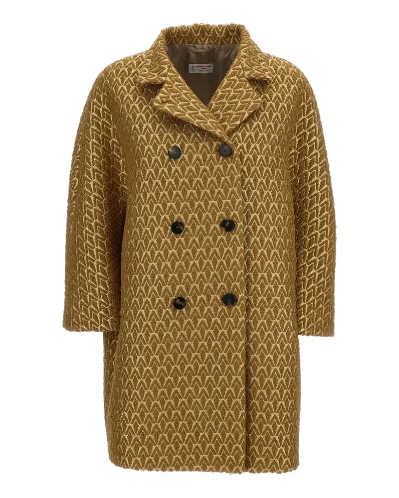 Alberto Biani double-breasted metallic-finish coat - Gold Gold