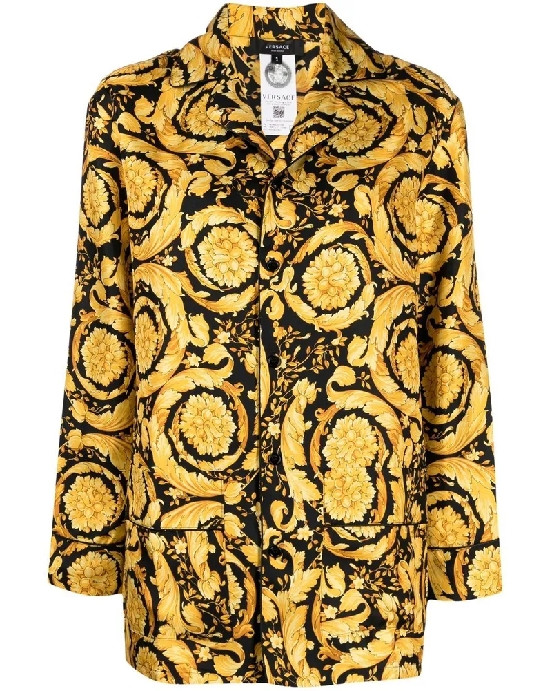 Versace Pyjama-Oberteil mit Barocco-Print Gelb