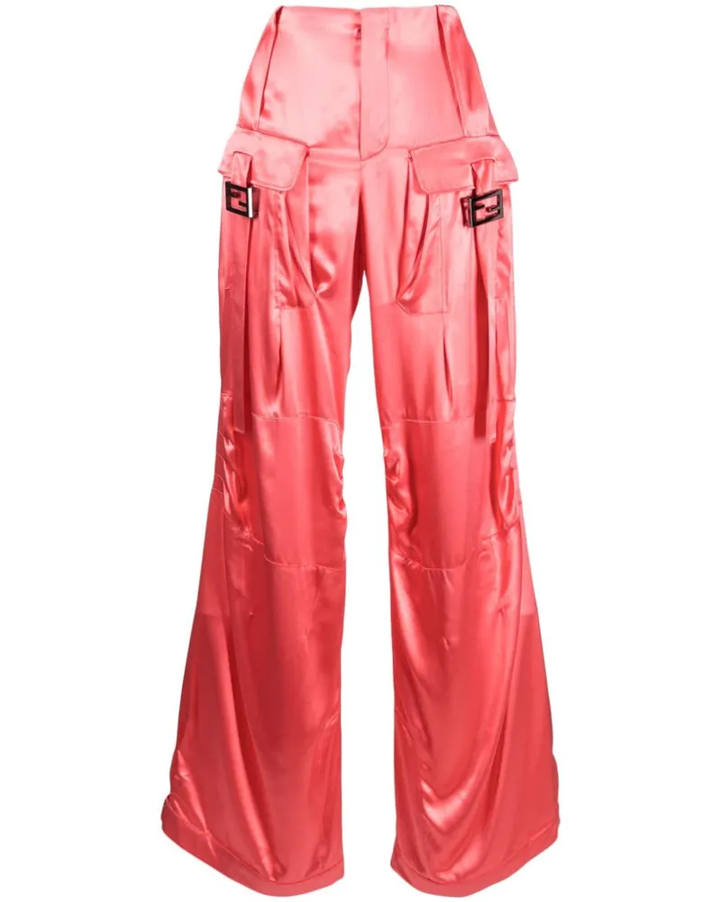 Fendi Weite Hose aus Satin - Rosa Rosa