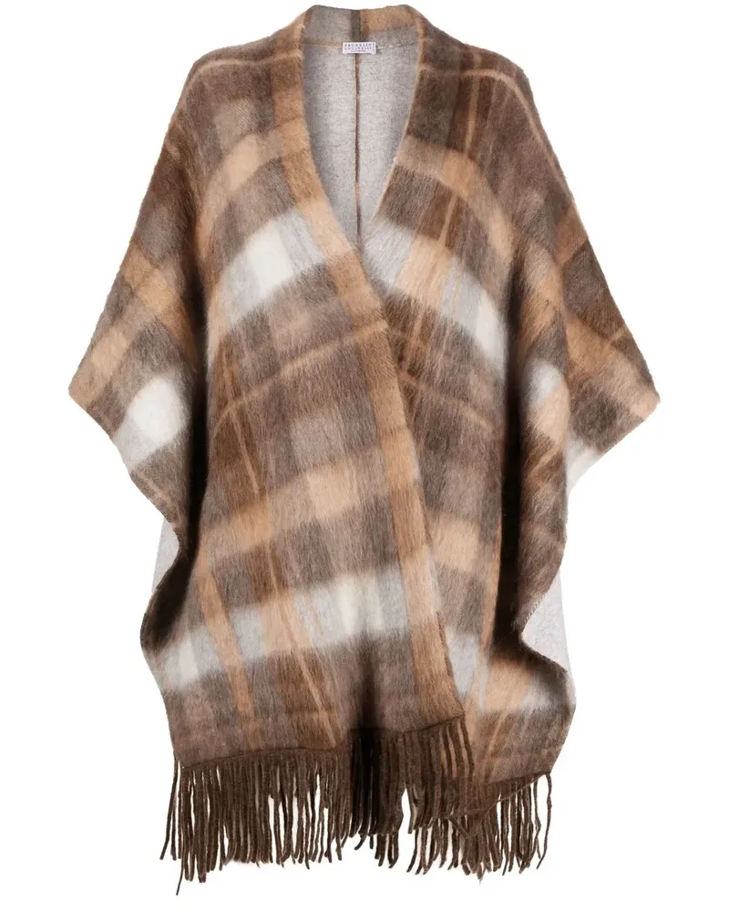 Brunello Cucinelli Kariertes Cape - Braun Braun