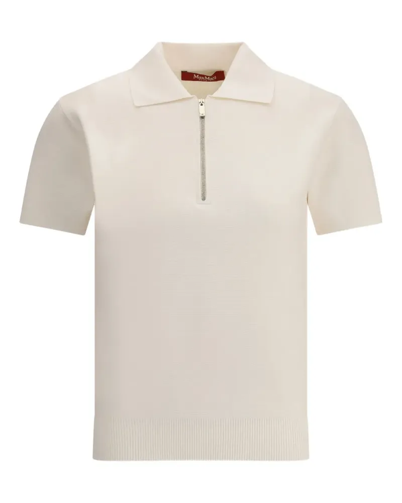 Max Mara Teti zip ribbed polo top - Nude Nude