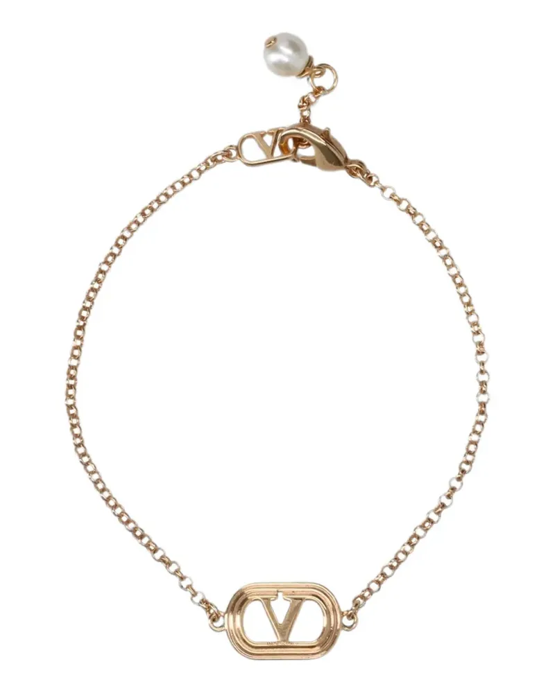 Valentino Garavani VLogo Signature faux-pearl detail bracelet - Gold Gold
