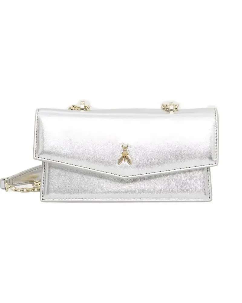 Patrizia Pepe Fly Bamby Lederschultertasche im Metallic-Look - Silber Silber