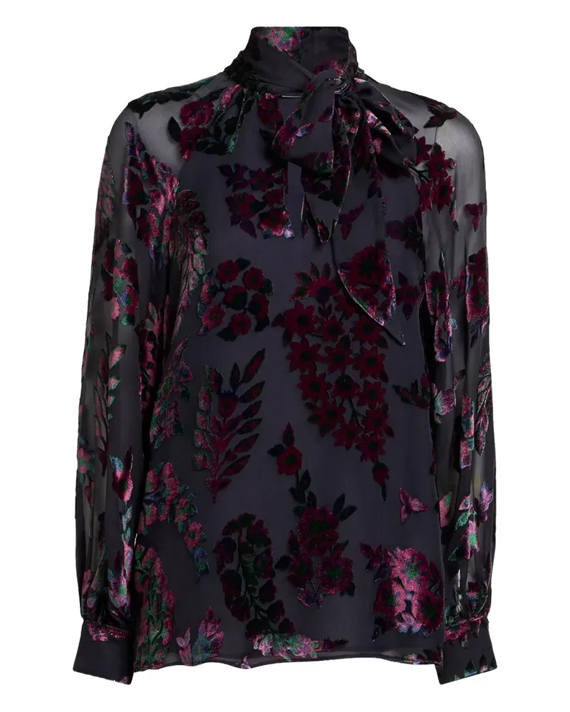 Etro velvet floral print blouse - Blau Blau