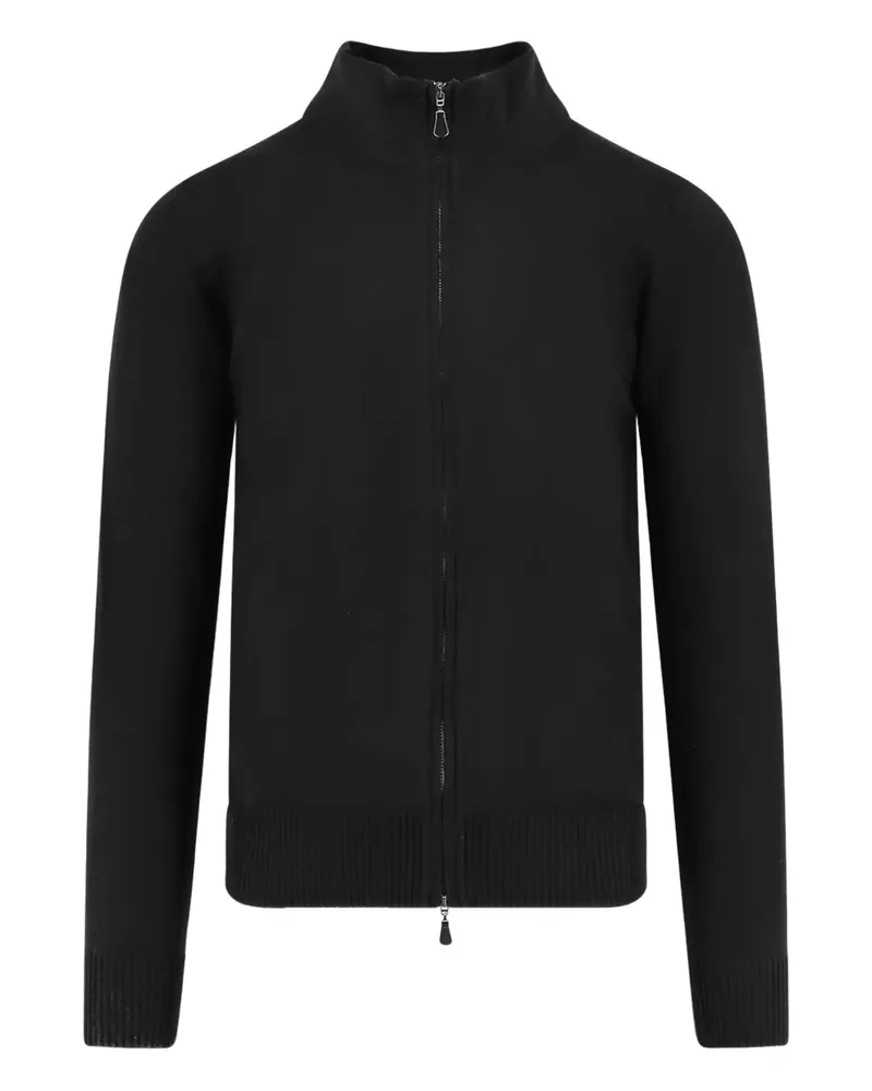 Alpha Studio zip high-collar cardigan - Schwarz Schwarz