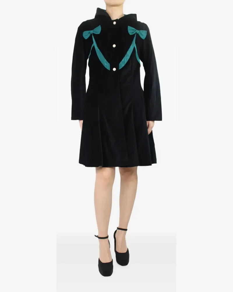 BATSHEVA bow-detail hooded coat - Schwarz Schwarz