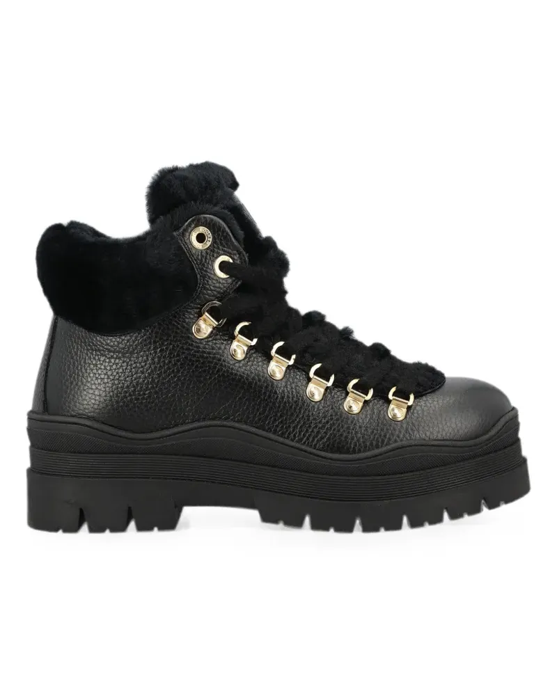 Bogner lace-up shearling-trim ankle boots - Schwarz Schwarz