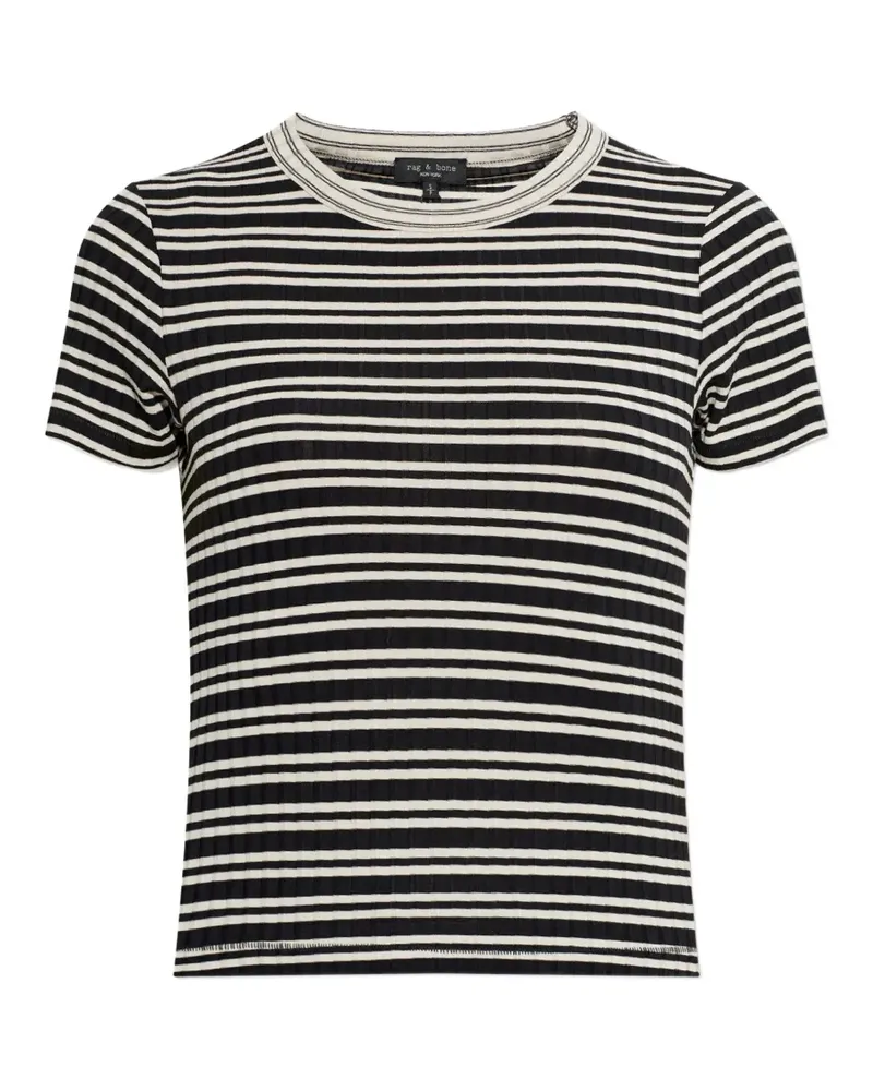 Rag & Bone Geripptes T-Shirt mit Streifen - Schwarz Schwarz