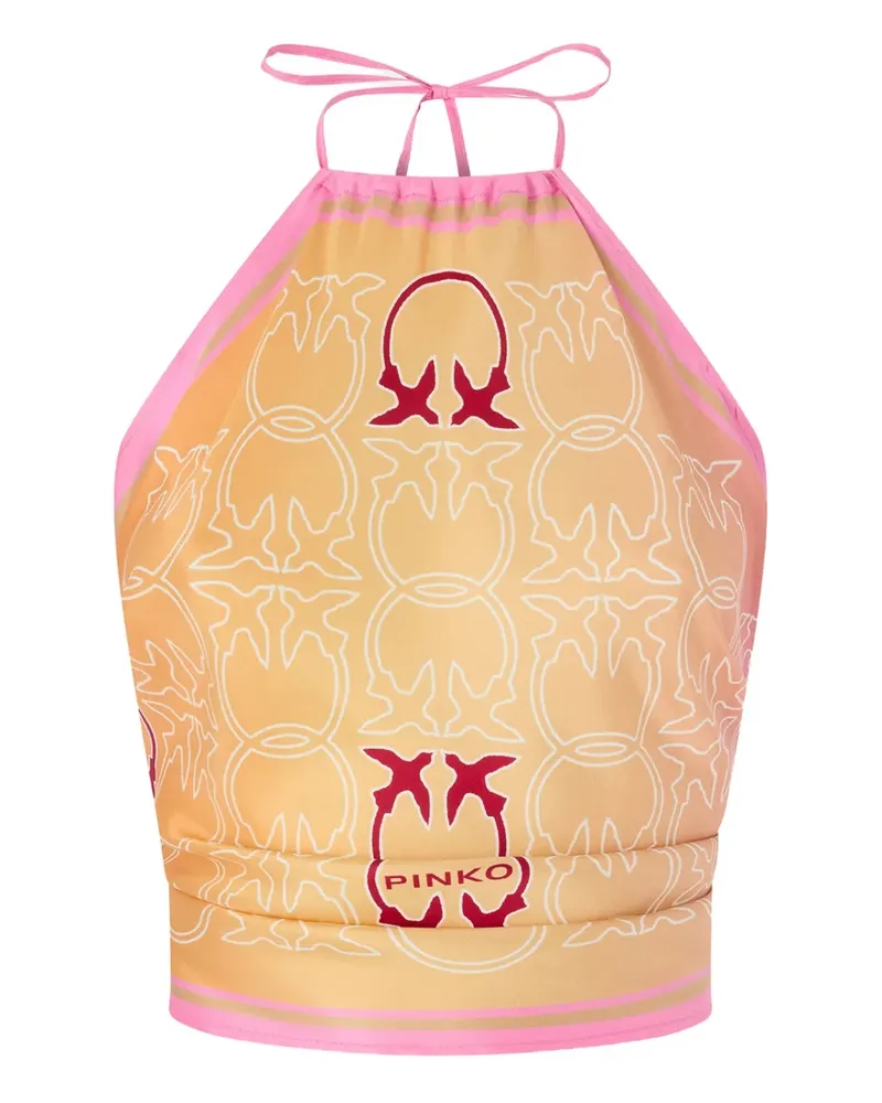 Pinko logo-print tie beach cover-up - Nude Nude