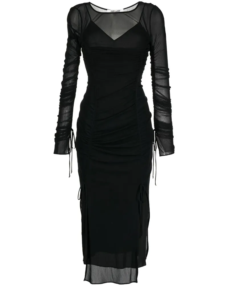 Diane von Furstenberg Midikleid mit Raffungen - Schwarz Schwarz