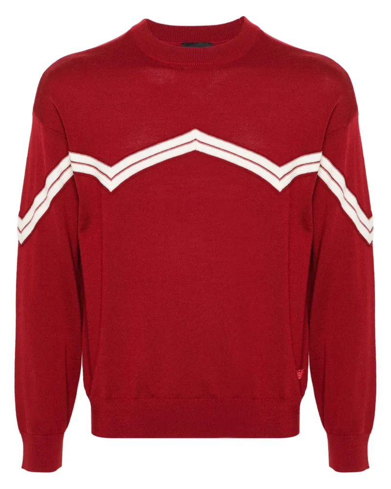 Emporio Armani Pullover mit Streifendetail Rot