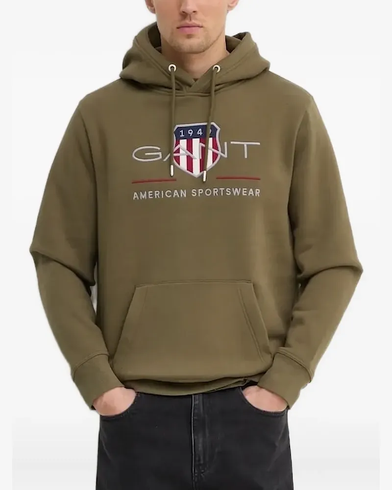 Gant Hoodie mit Logo-Stickerei - Grün Grün