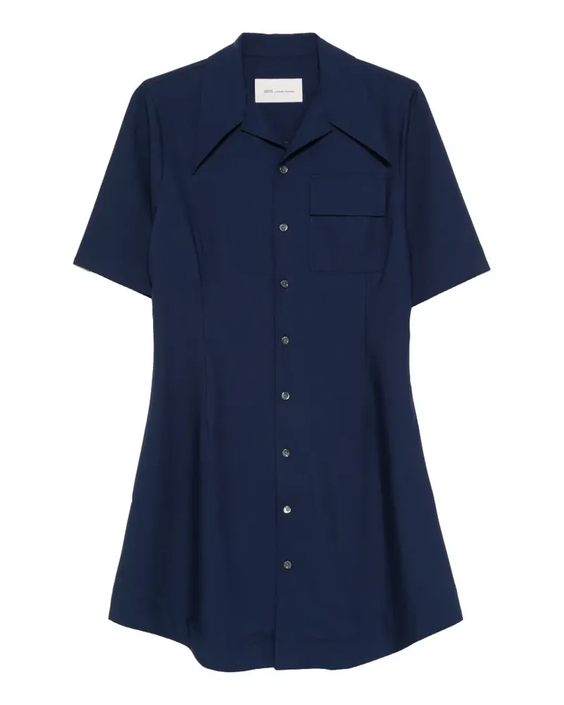 AMI Paris A-Linien-Kleid mit Tasche - Blau Blau