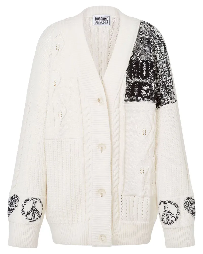 Moschino Cardigan mit Zopfmuster - Weiß Weiß