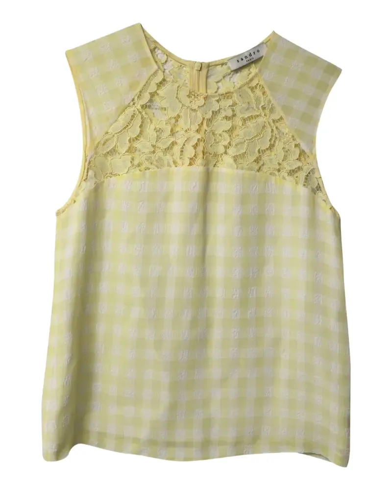 Sandro checkered lace sleeveless top - Gelb Gelb