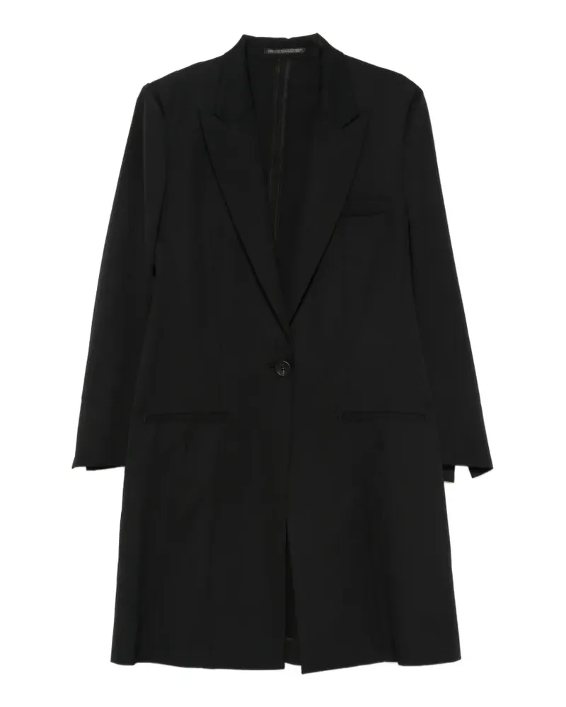 Yohji Yamamoto Einreihiger Mantel mit asymmetrischem Einsatz - Schwarz Schwarz
