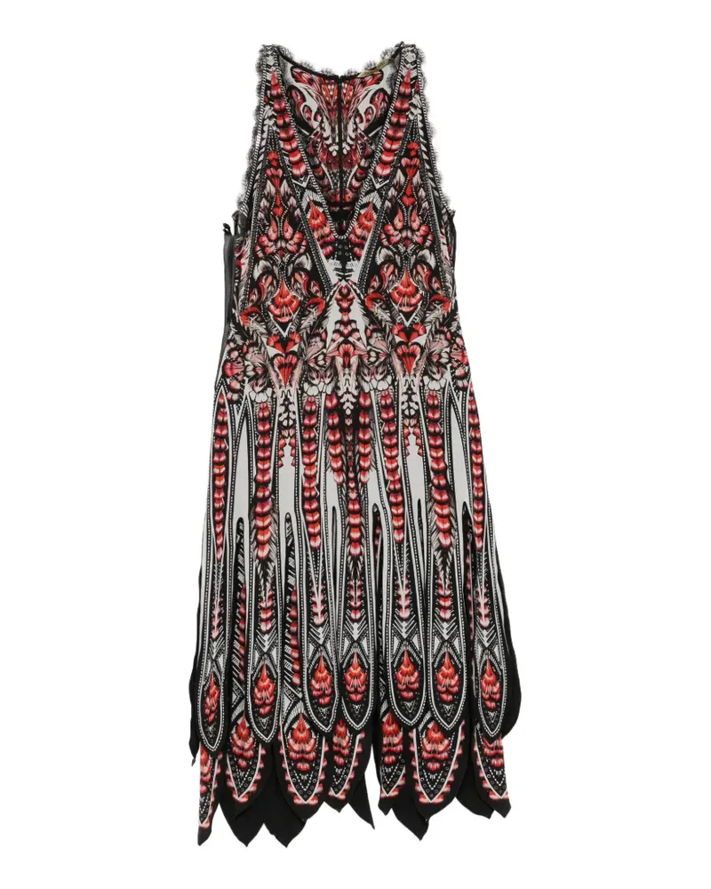 Roberto Cavalli Midikleid mit grafischem Print - Schwarz Schwarz