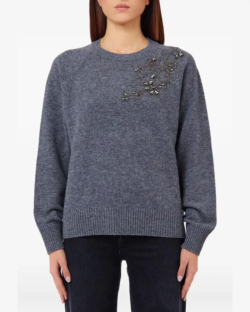 Liu Jo bead-embellished wool sweater - Grau Grau