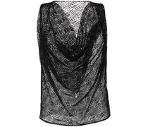 Drapiertes Spitzentop - Schwarz
