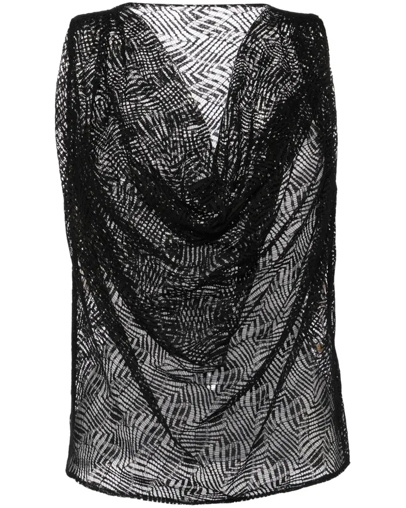 Saiid Kobeisy Drapiertes Spitzentop - Schwarz Schwarz