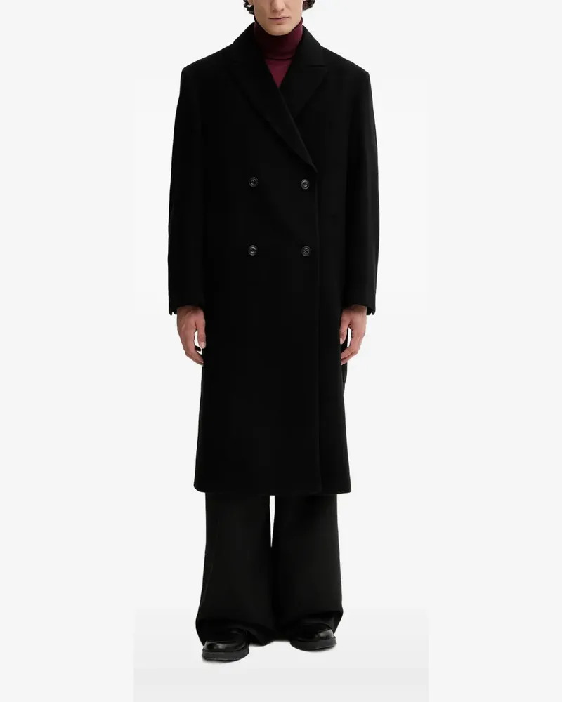 HUGO BOSS Doppelreihiger Mantel mit Knopfmanschetten - Schwarz Schwarz
