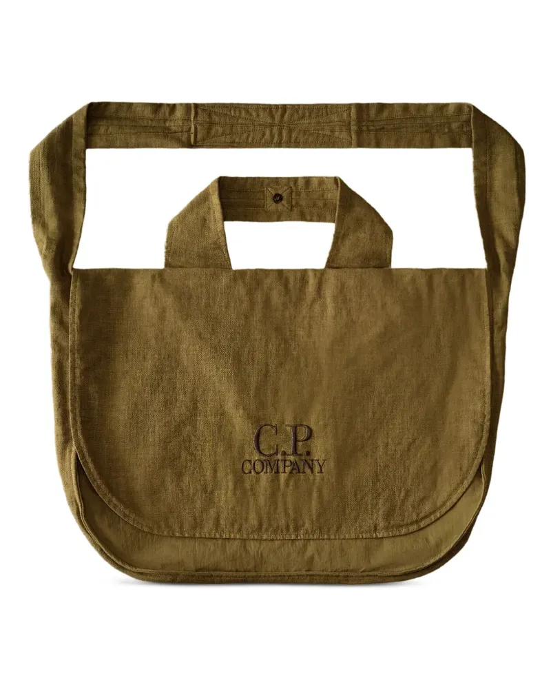 C.P. Company logo-embroidered flap-top messenger bag - Grün Grün