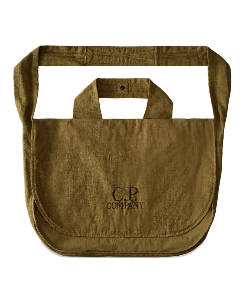 C.P. Company logo-embroidered flap-top messenger bag - Grün Grün