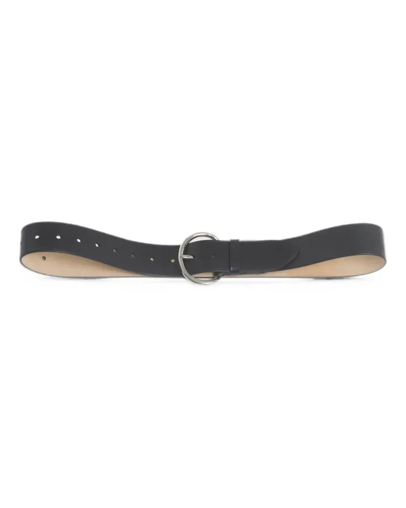 Marni black leather belt with round buckle - Schwarz Schwarz