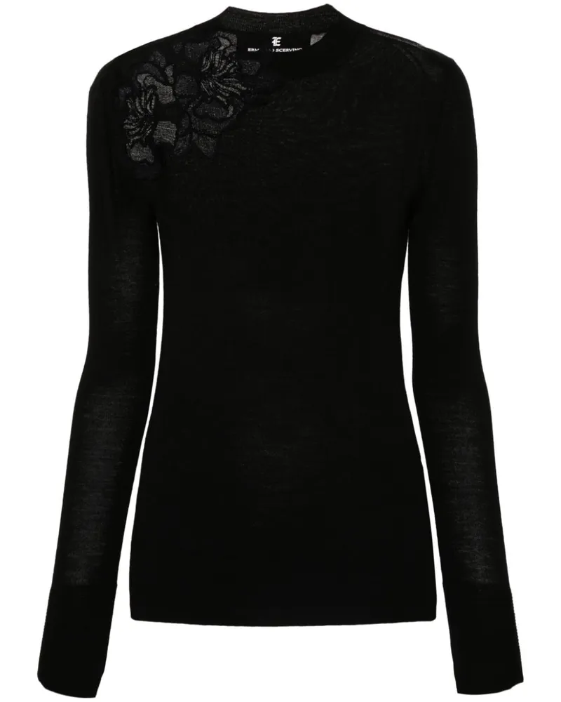 Ermanno Scervino Pullover mit Blumenspitze Schwarz