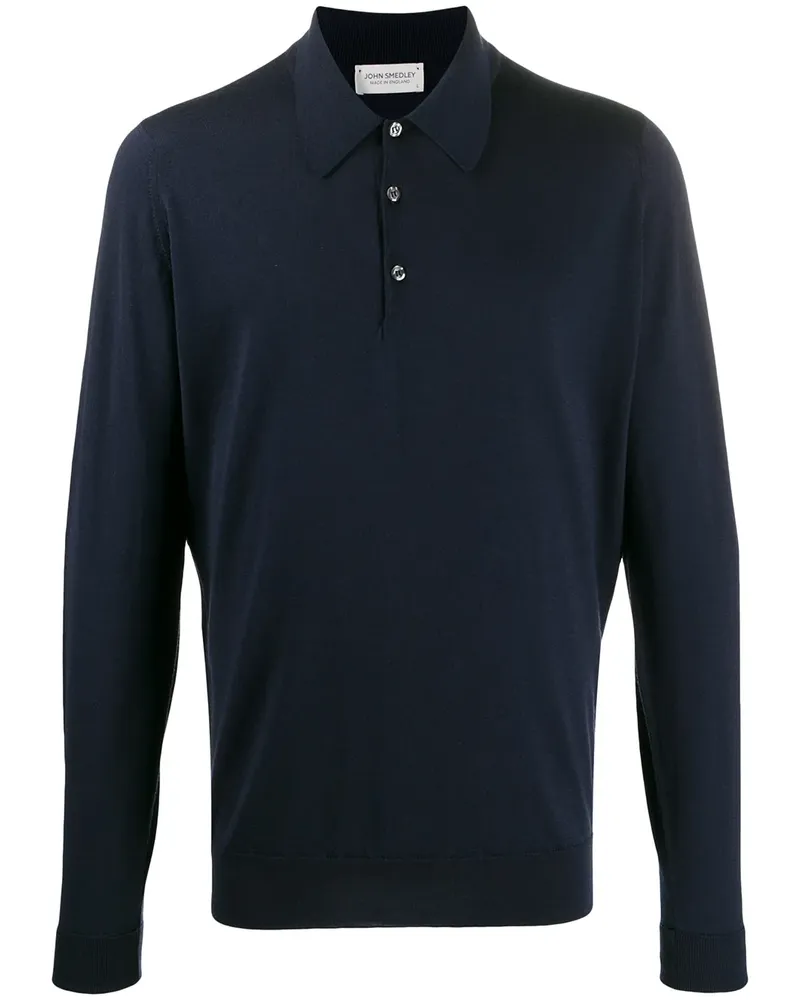 John Smedley Gestricktes Poloshirt - Blau Blau