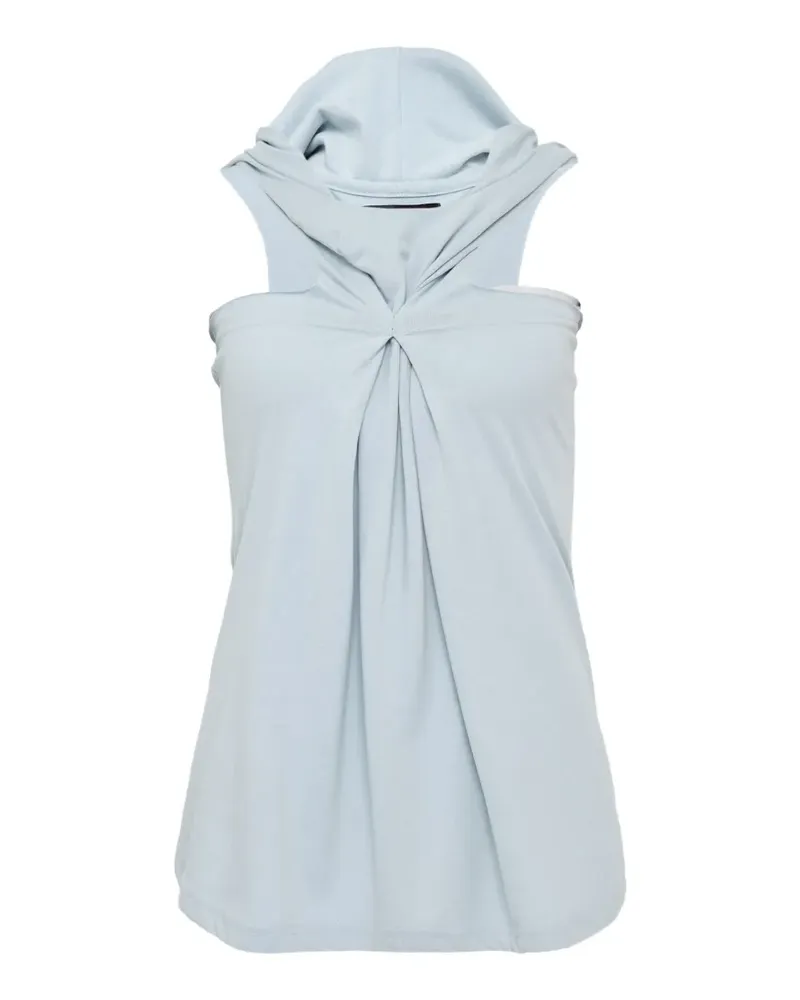 HACHE pinched sleeveless hoodie - Blau Blau