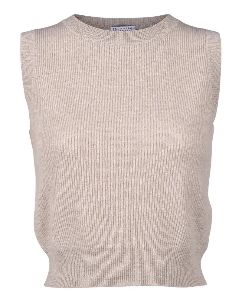 Brunello Cucinelli ribbed-knit sleeveless top - Nude Nude