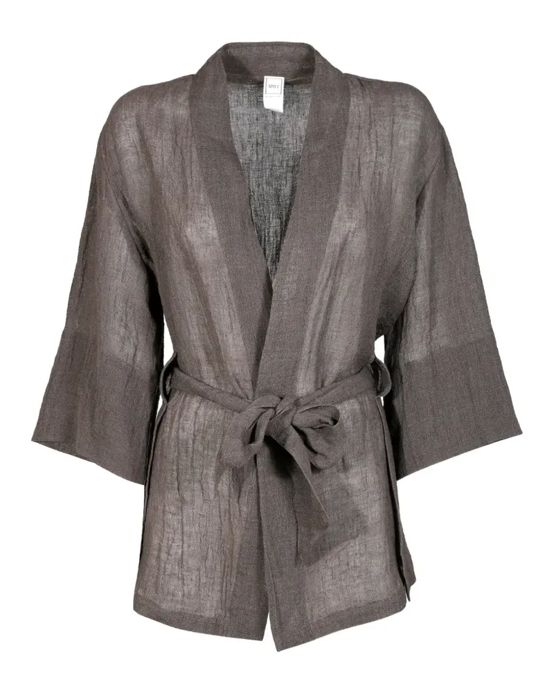 120% Lino belted kimono - Grau Grau