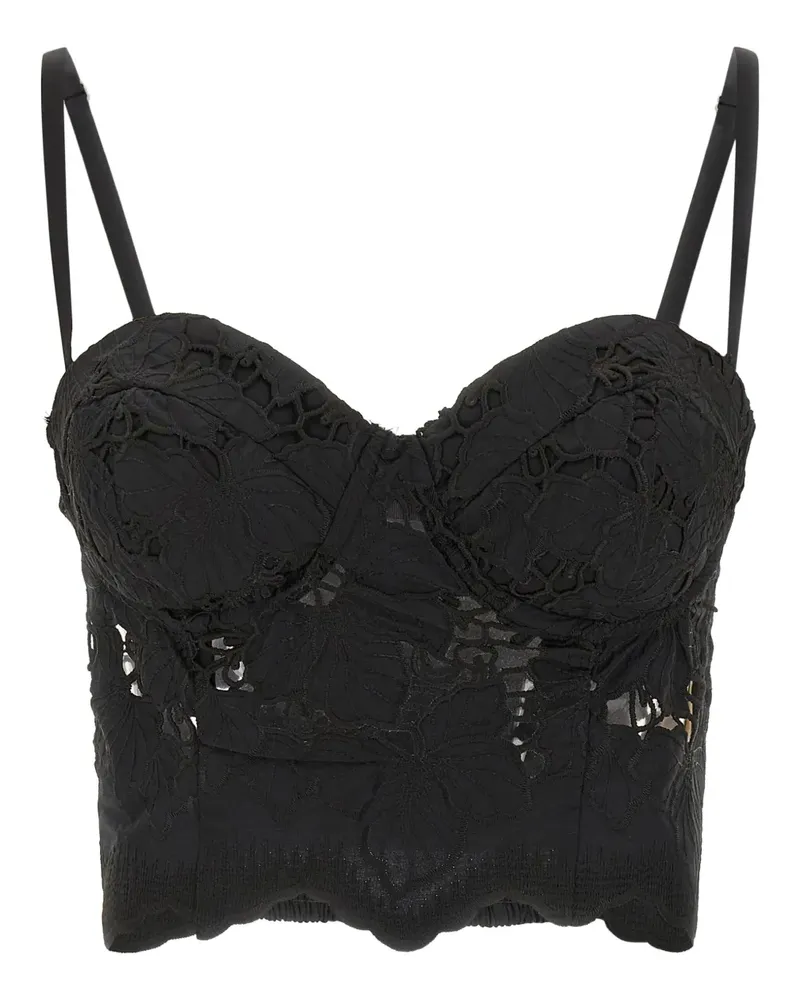 L'Agence Sonya floral-lace top - Schwarz Schwarz