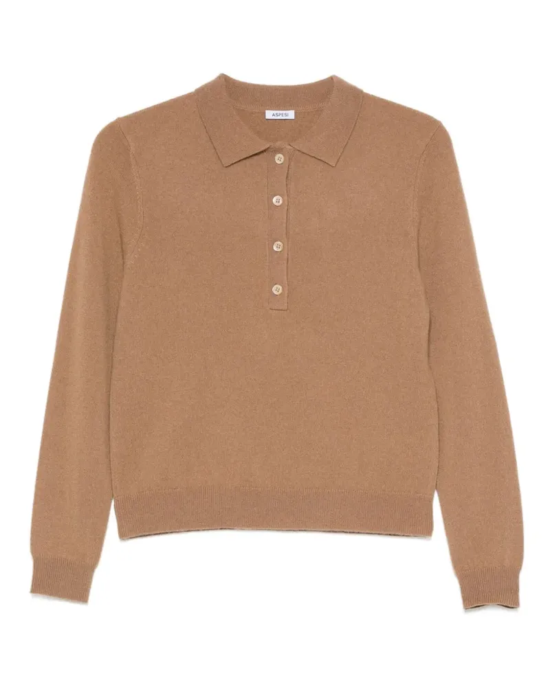 ASPESI Pullover mit Poloshirtkragen - Braun Braun