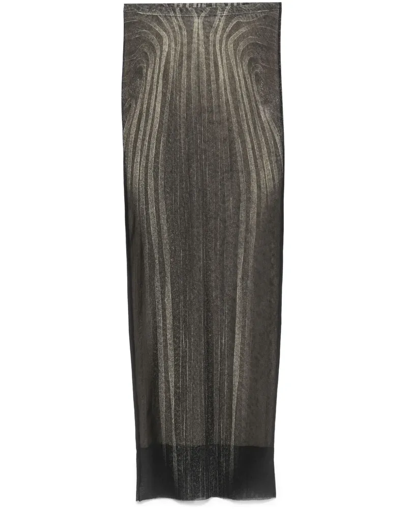 Jean Paul Gaultier Spiral Maxirock aus Mesh - Schwarz Schwarz