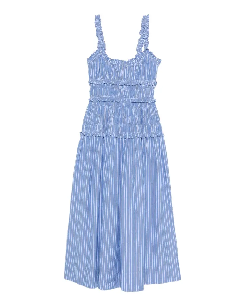 DÔEN Gestreiftes Marianne Midikleid - Blau Blau