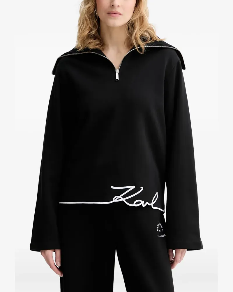 Karl Lagerfeld Hoodie mit kurzem Reißverschluss - Schwarz Schwarz