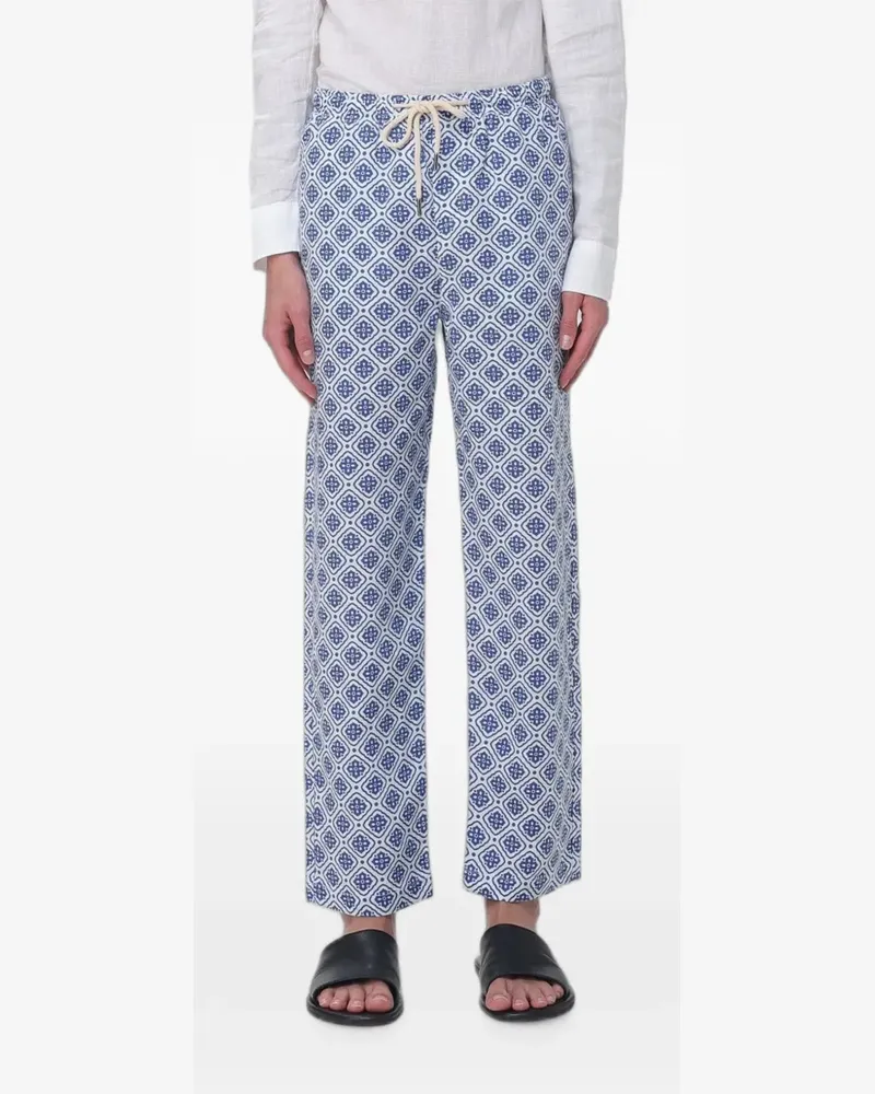 PENINSULA Gerade Hose mit geometrischem Print - Blau Blau