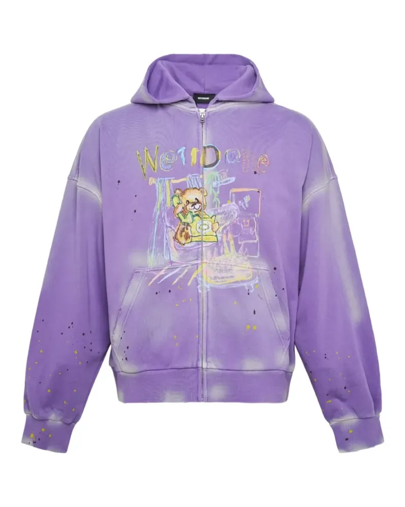 WE 11 DONE graphic-print zip-up hoodie - Violett Violett