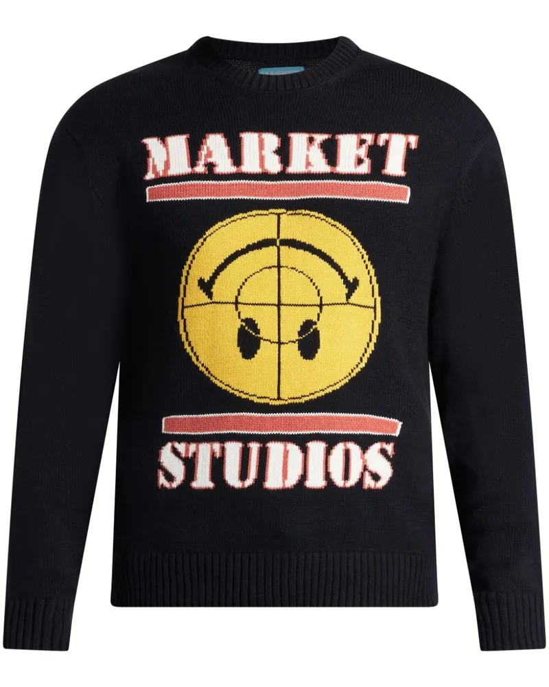 Market Smiley Focus Pullover - Schwarz Schwarz
