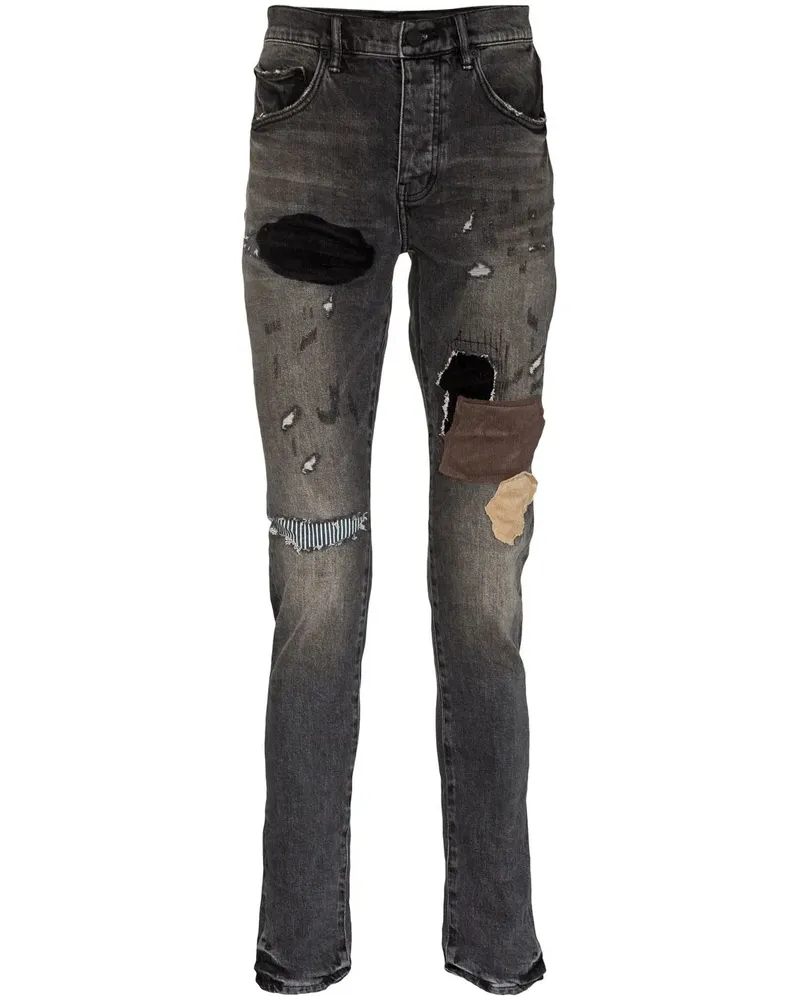 PURPLE BRAND Patchwork-Jeans im Distressed-Look - Schwarz Schwarz