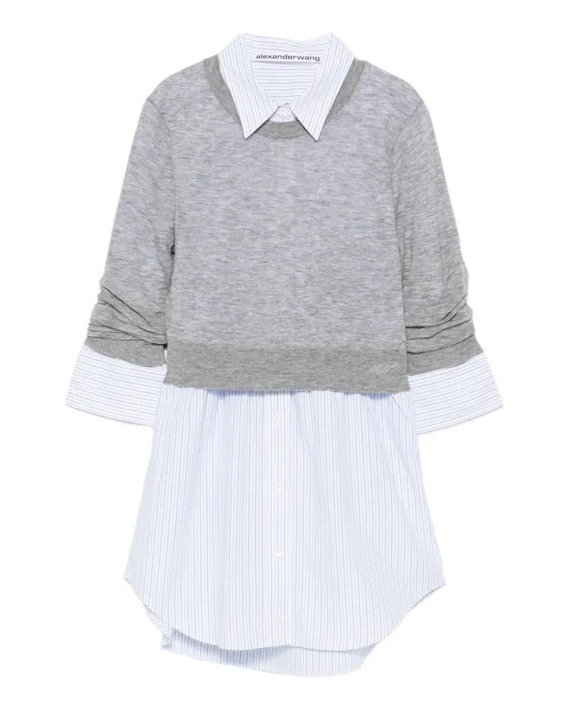 Alexander Wang layered-design logo-embroidered sweater - Grau Grau